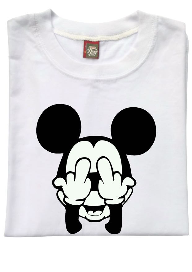 Mickey mouse middle 2025 finger t shirt