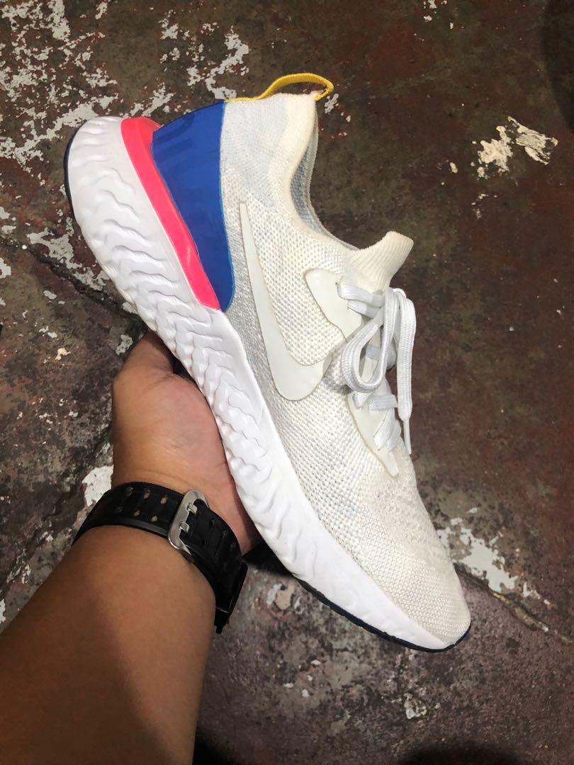 Nike Epic React Flyknit Running White Blue Pink 27 cm