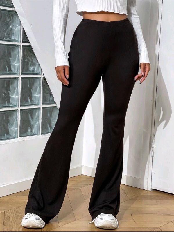 SHEIN High Waist Solid Flare Leg Pants 