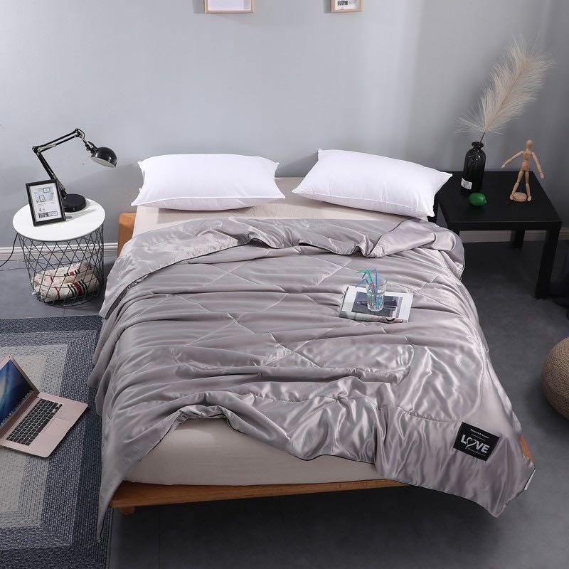 Grey silk blanket online