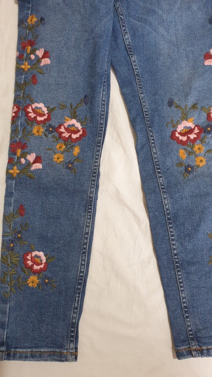 Topshop floral embroidered jeans discount