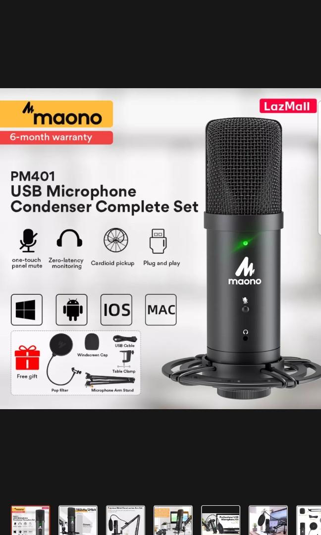 Maono mic with filter and clip (Category: Microphones) located in Manila. Submitted by blizzardstan (Listing ID 1126375716, Image 2). Description: Pm401 with filter and clip 192kz 24bit good as new. Usb mic.
