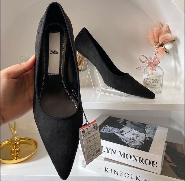 zara black suede heels