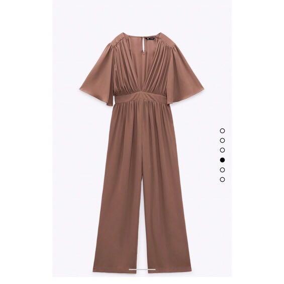 ZARA V-Neck jumpsuit, Fesyen Wanita 