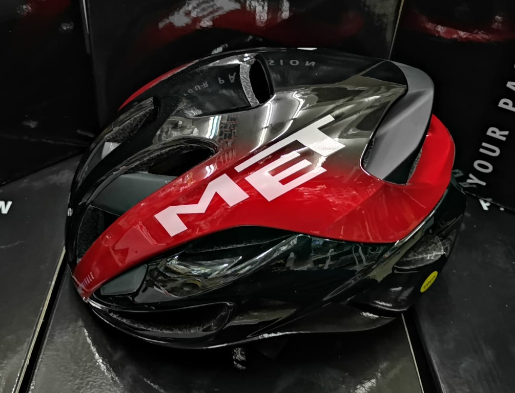 2022 Met Rivale Racer Helmet Red Metallic] Size: Medium & Large, Sports Equipment, Bicycles & Parts, Parts & Accessories on Carousell