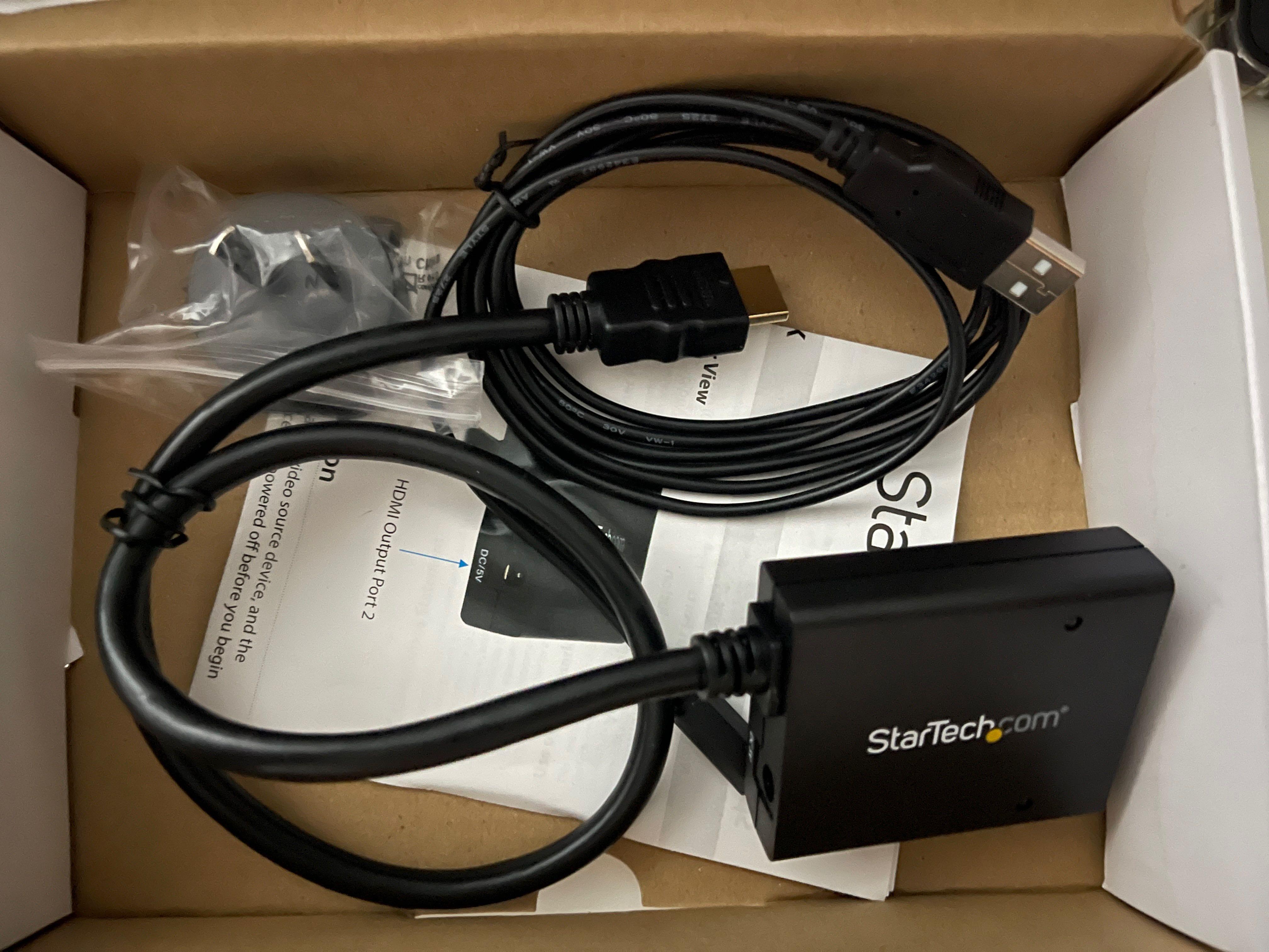 StarTech.com 4K HDMI 2-Port Video Splitter - USB or Power Adapter - 4K 30Hz  - ST122HD4KU - Audio & Video Cables 