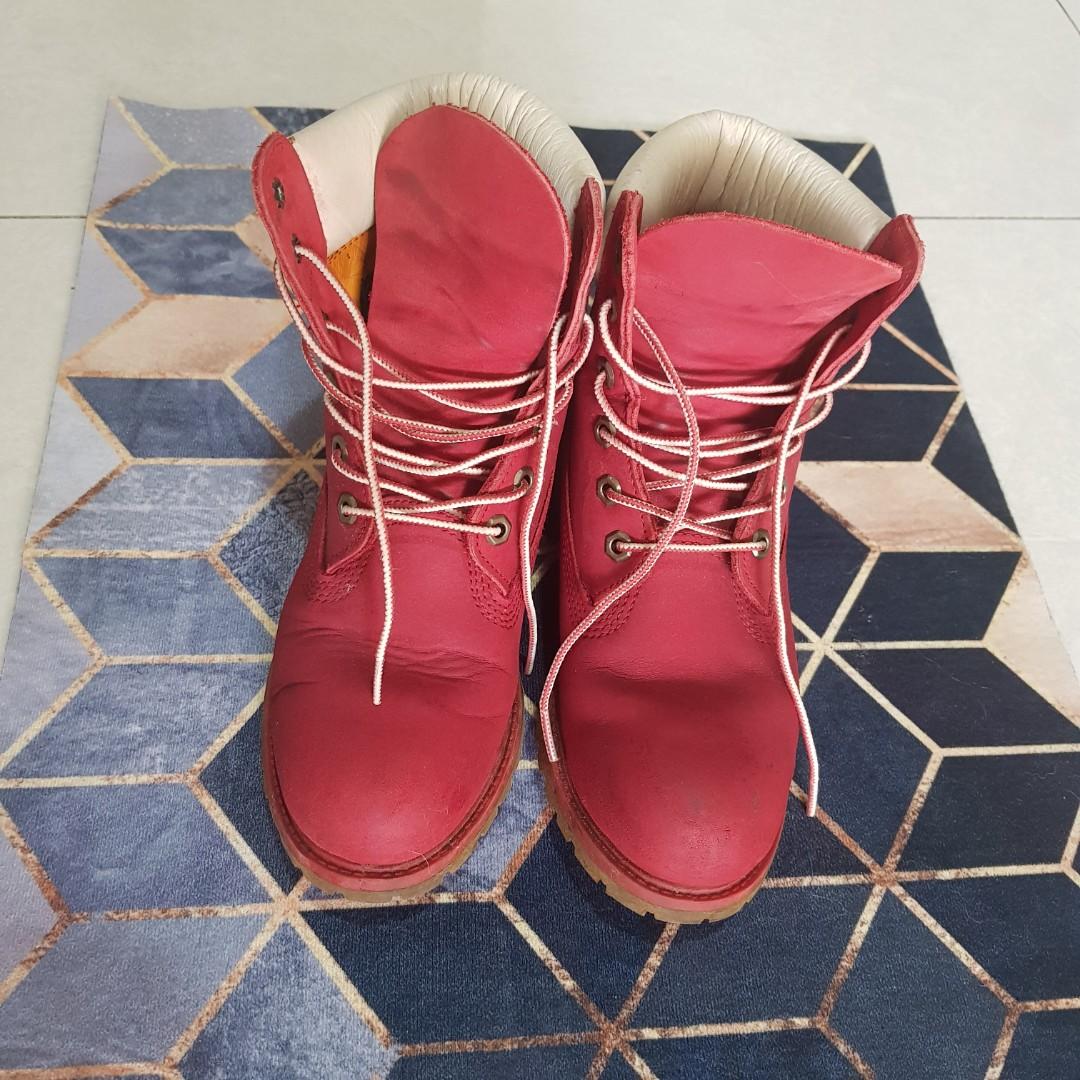 Red and store white timberlands women's
