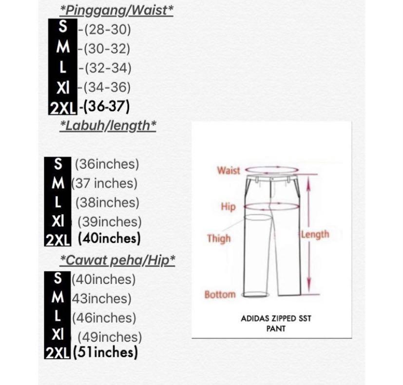 Adidas track pants shop mens size chart