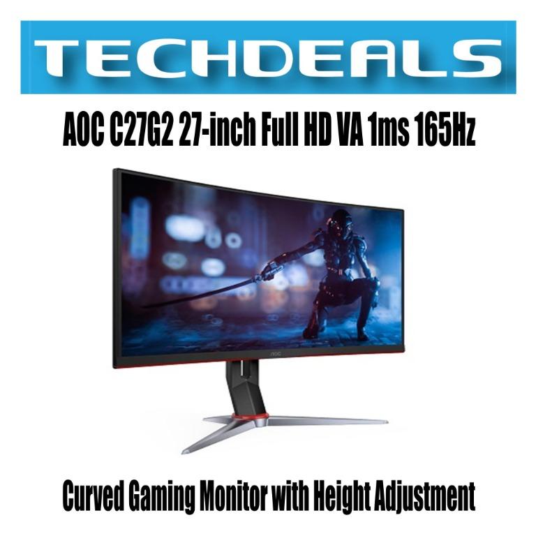 Aoc C27g2 27 Inch Full Hd Va 1ms 165hz Curved Gaming Monitor With Height Adjustment Computers Tech Parts Accessories Monitor Screens On Carousell