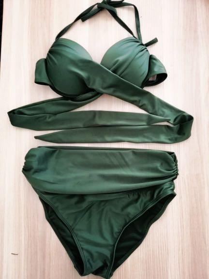  geluboao Two Piece Amry Green High Waisted Swimsuits