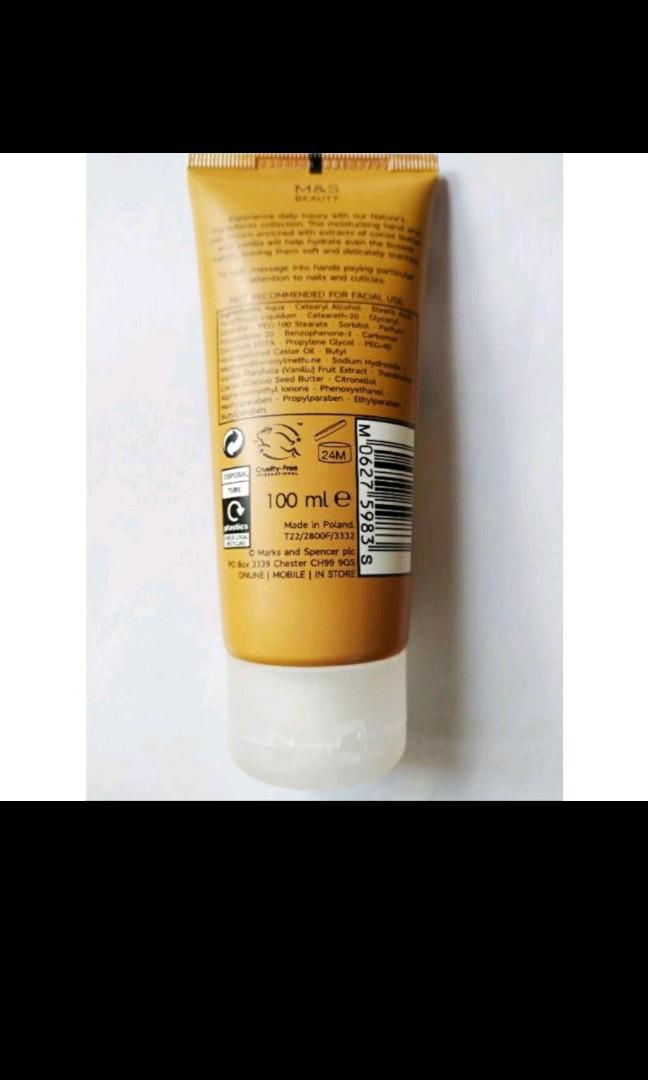 Authentic Marks and Spencer Cocoa butter Hand Cream 100 ml (Category: Body Care) located in Lapu-Lapu City. Submitted by rhyche (Listing ID 1126578982, Image 2). Description: Authentic Marks and Spencer Cocoa butter Hand Cream 100 ml With natural cocoa butter extract, really smells great and make your hand smooth. Personally bought this hand lotion/cream in M&S beauty store in UK so I can assure the buyer it's authenticity and quality.