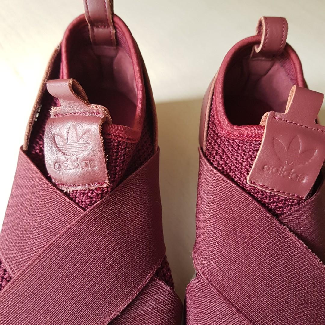 Women's superstar slip on red burgundy discount