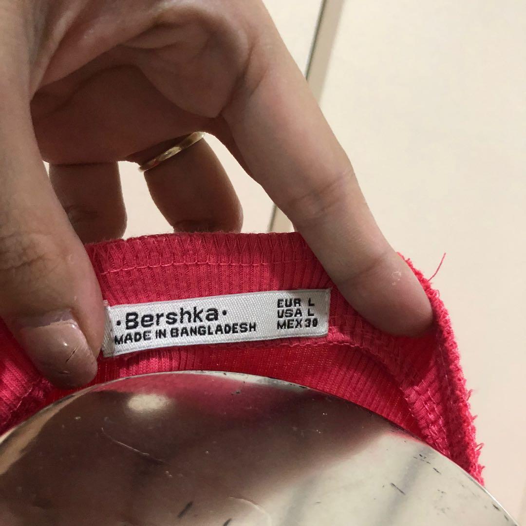 Bershka tee (S) (Category: Shirts) located in Marikina City. Submitted by mpaurf (Listing ID 1126567445, Image 3). Description: Decluttering sale! Selling my personal preloved clothes! 🌸 - pink tee - L on tag but size runs small. fits S/M - used twice only - payment via BDO/GCash - shipping via Lalamove, Grab or J&T - meet-up in Marikina (with handling fee).