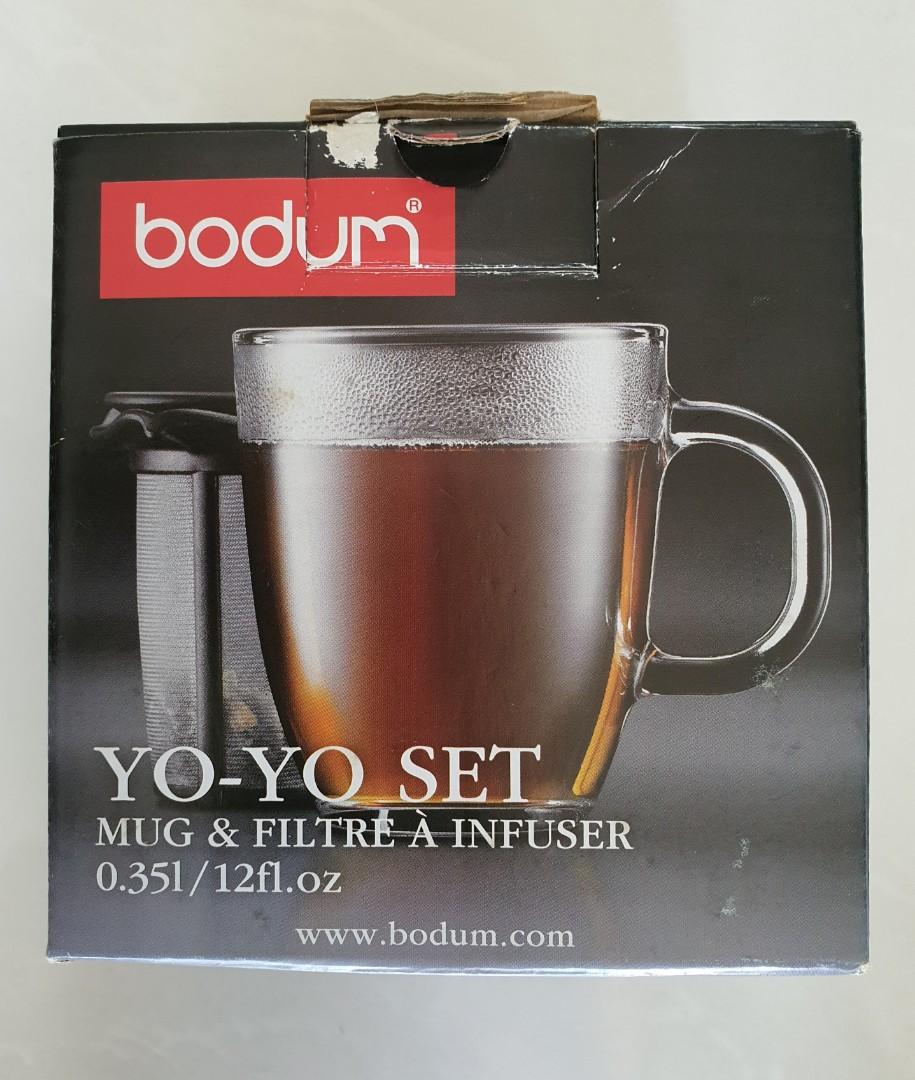 Bodum Yo-Yo Set Mug and Tea Strainer, 12-Ounce, Black