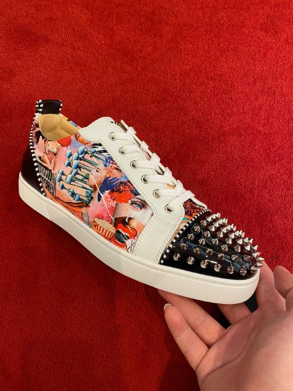 Authentic Christian Louboutin Louis Spikes White Mens Sneaker US13 EU46 UK12