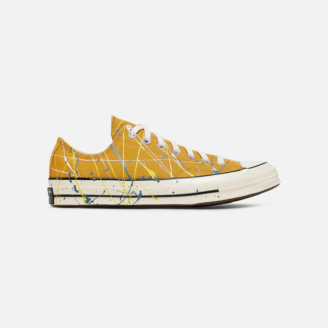 Converse Chuck 70s Paint Splatter Yellow Low Cut, Women's Fashion ...