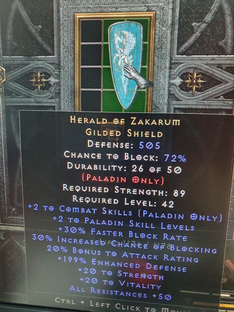 D2R High Def Herald of Zakarum Gilded Shield!, Video Gaming, Gaming