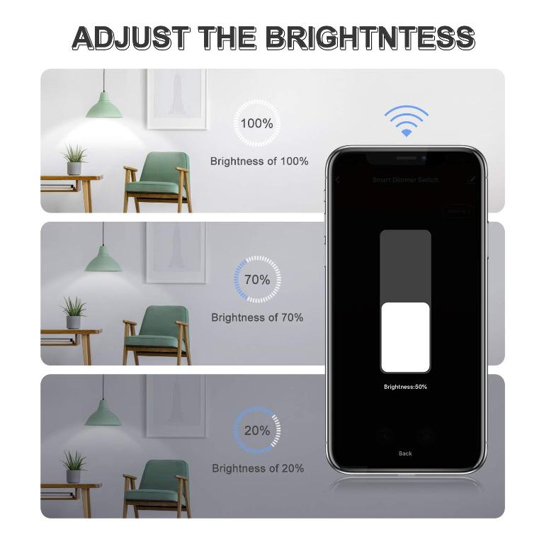 Etersky Smart WiFi Dimmer Switch,Alexa Touch Wall Light Switches Google