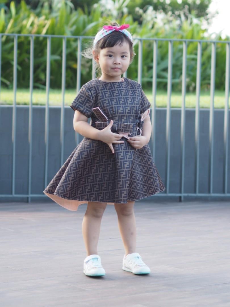 FENDI Kids Girls Fendirumi Piro-Chan Silver Party Dress