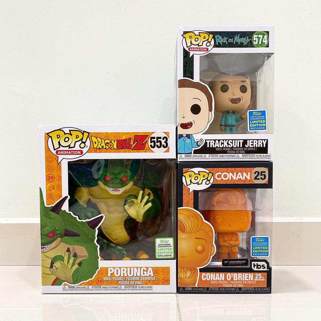 Funko Pop Dragon Ball Z Porunga 553 Rick and Morty Tracksuit Jerry 574 Conan O Brien 25 Hobbies Toys Toys Games on Carousell