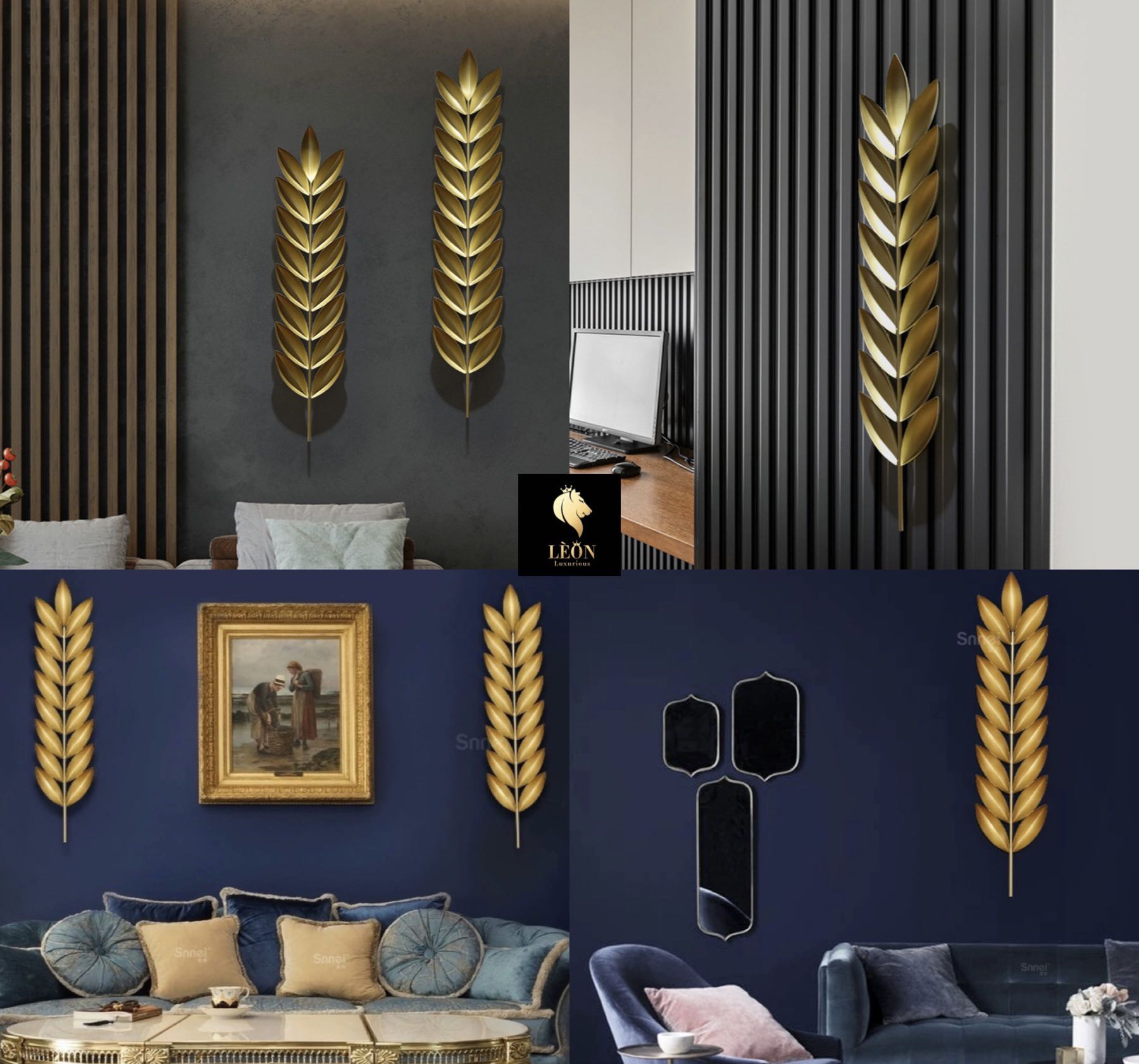 Golden Leaf Modern Luxury Wall Decor, Furniture & Home Living, Home