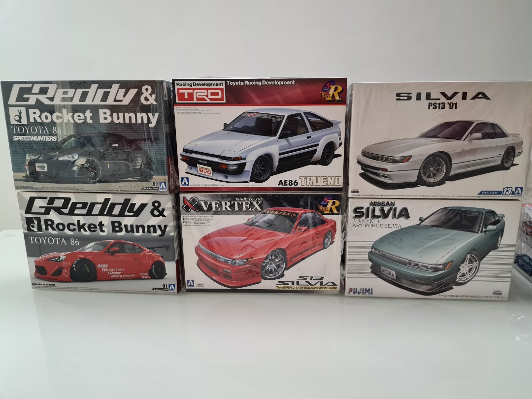 jdm model car kit gt86 rocket bunny vertex silvua s13 ae86, Hobbies