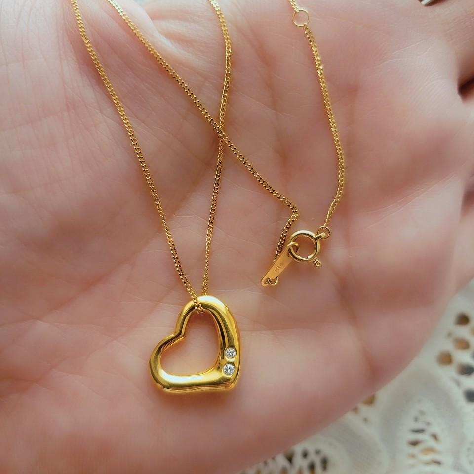 K18 Japan Gold 0.03 ct. Diamond Open Heart ala Tiffany & Co