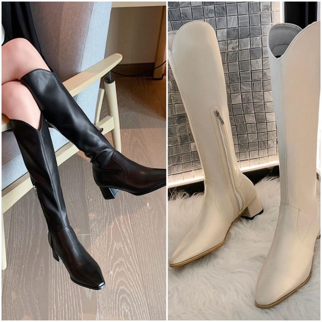 Po Knee High Boot Lace Up High Heel Long Thigh Pointed Toe Heels Woman Fashion Winter Korea Japan Women Women S Knees Thighs Boots Leather Shoe Shoes Sexy Club Party Kasut Zara Terlebihbeli