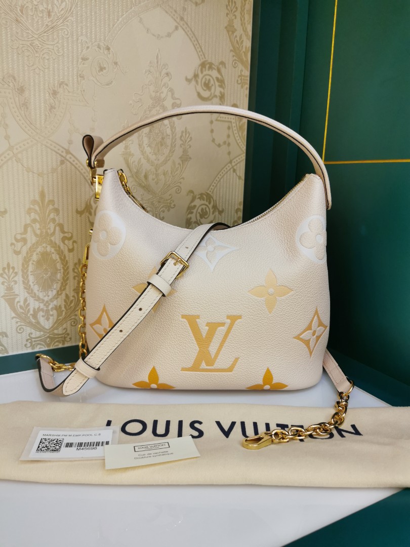 Louis Vuitton Marshmallow Cream/Saffron in Embossed Grained