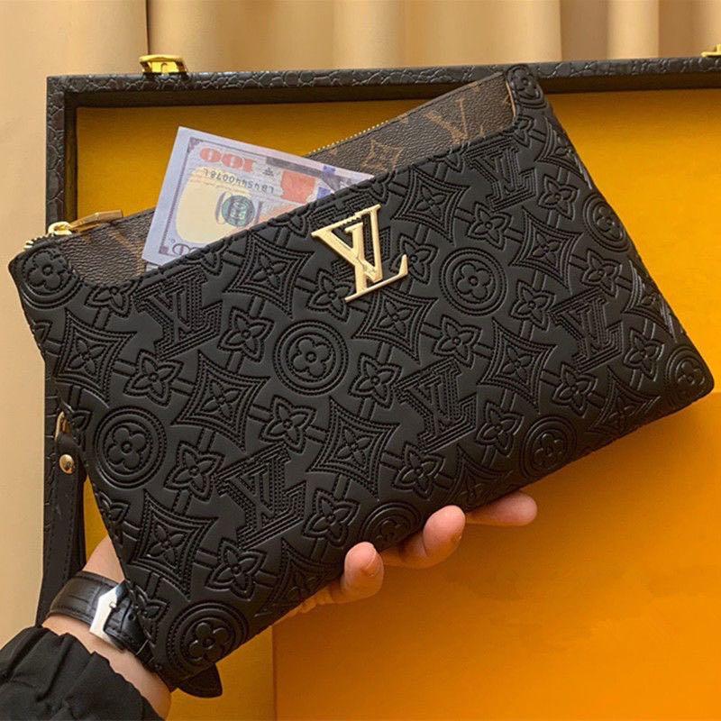 Lv men's clutch bag Louis Vuitton black and blue preorder, Luxury