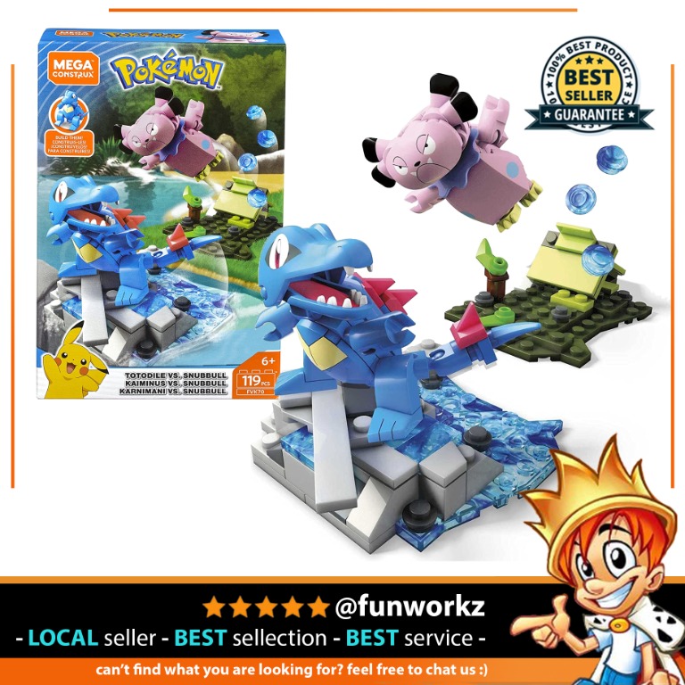 メガブロック メガコンストラックス 組み立て Snubbull character with Construx Set 119 figures, Pieces  知育玩具 Pokemon for Mega Totodile Kids Building vs. Toys Construction