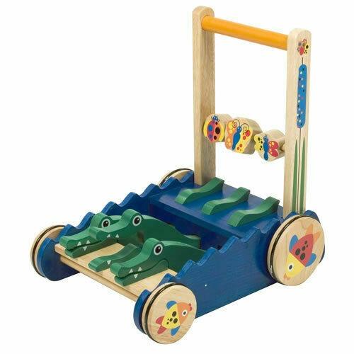 Melissa Doug Deluxe Chomp and Clack Alligator Wooden Push Toy and Activity Walker