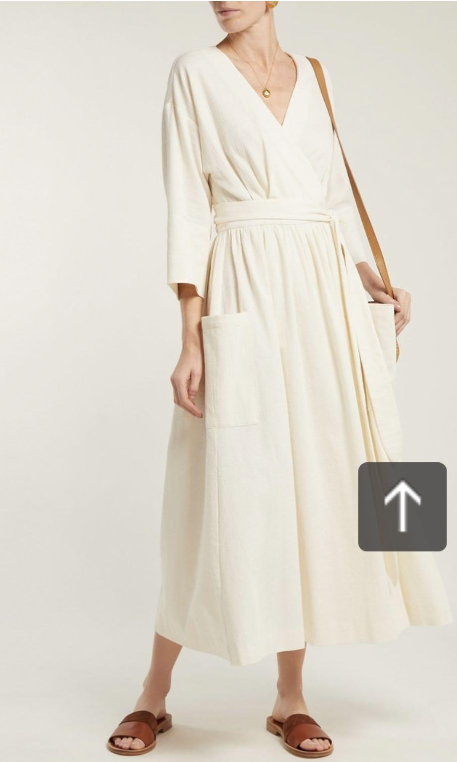 NEW Anya organic-cotton wrap midi dress ...