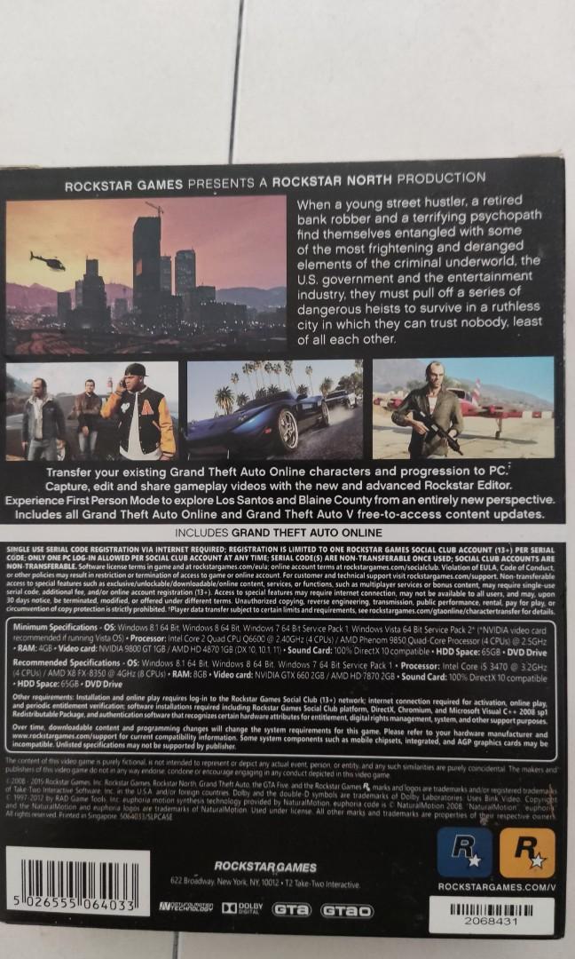 Grand Theft Auto V system requirements