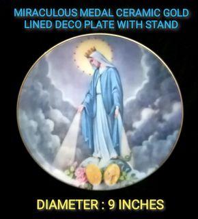 OUR LADY OF THE MIRACULOUS MEDAL DECO PLATE WITH STAND