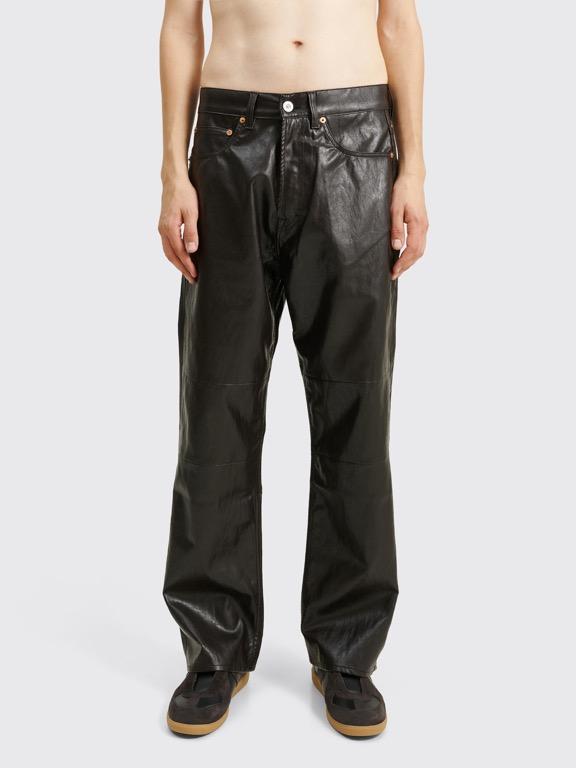 Our Legacy Extended Third Cut Faux Leather Black/Brown, 男裝, 褲 