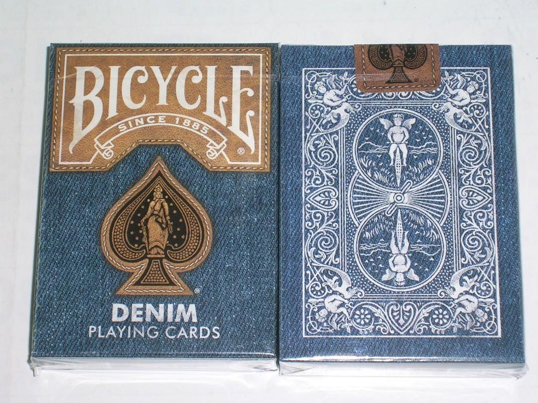 Poker Cards Bicycle Denim Playing Cards USPCC 2016 faded Levis patch leather patchwork riderback fabric clothing material blue collared American James Dean jeans culture. Brand new sealed with celloph...
