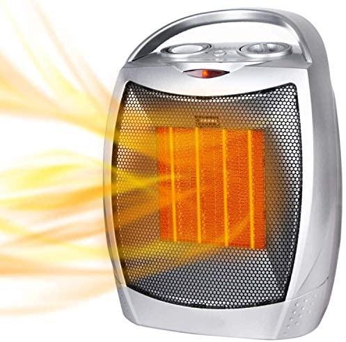 Portable Electric Space Heater 1500W/750W Personal Room Heater with  Thermostat, Small Desk Ceramic Heater with Tip Over and Overheat Protection  ETL Certified for Office Indoor Bedroom ( Silver ) (M6135), TV u0026