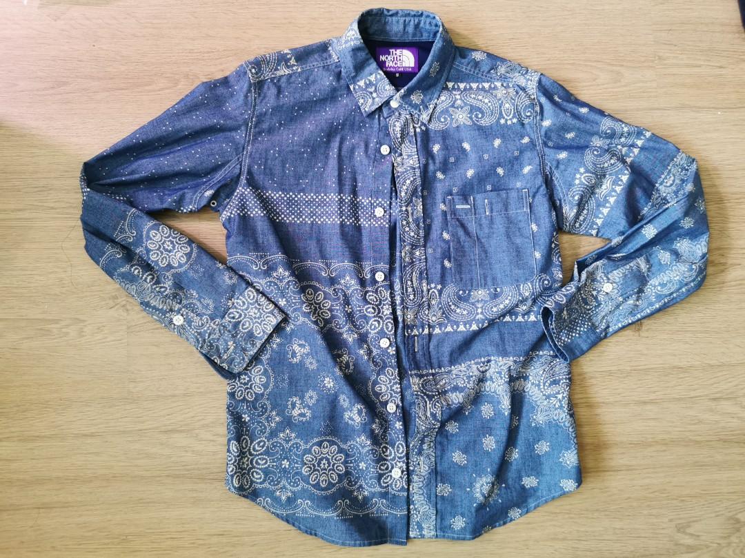 THE NORTH FACE PURPLE LABEL COOLMAX INDIGO CHAMBRAY PRINT B.D