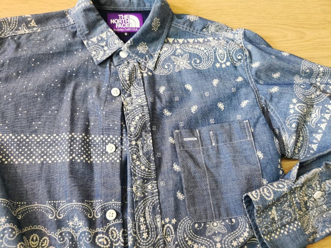 THE NORTH FACE PURPLE LABEL COOLMAX INDIGO CHAMBRAY PRINT B.D