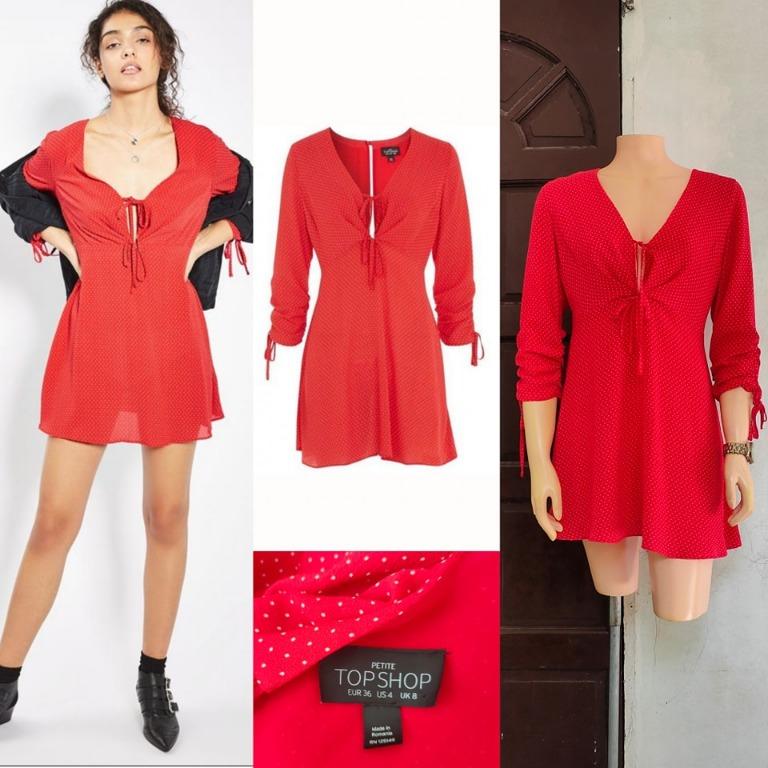 Topshop red clearance polka dot dress