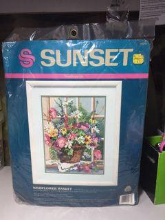 Vintage 1992 Needlepoint Embroidery Kit "Wildflower Basket" made in USA