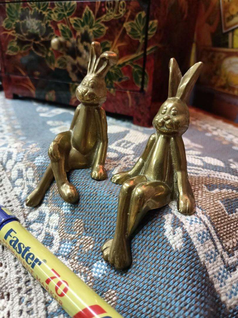 Brass Shelf Sitter Rabbits 