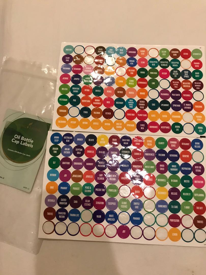 Young living oil bottle cap labels original