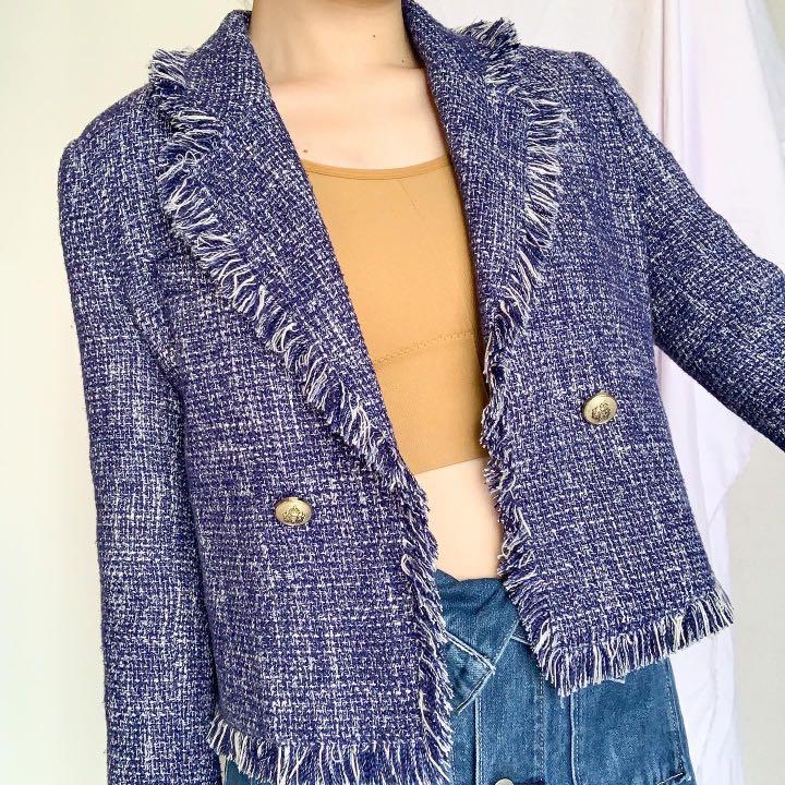 blue tweed coat