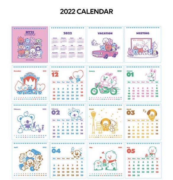 bt21 brown and friends 2022 desk calendar hobbies toys memorabilia collectibles k wave on carousell