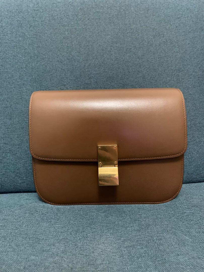 Celine box bag tan sale