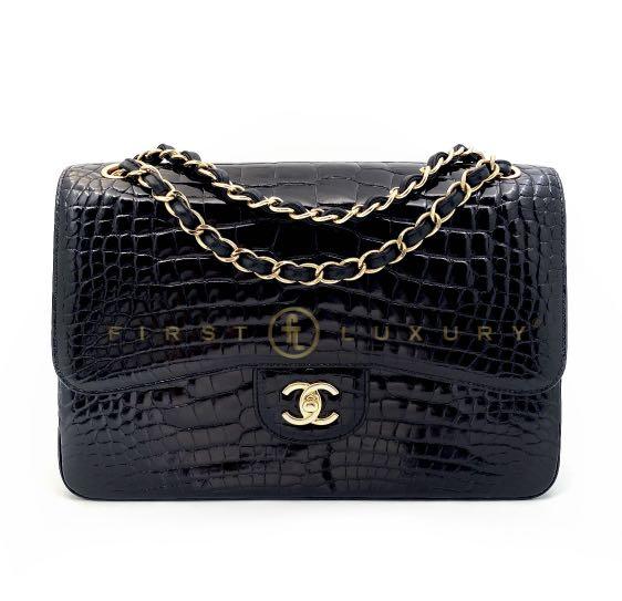 A GRADIENT PINK ALLIGATOR JUMBO DOUBLE FLAP BAG WITH GOLD HARDWARE, CHANEL,  2013