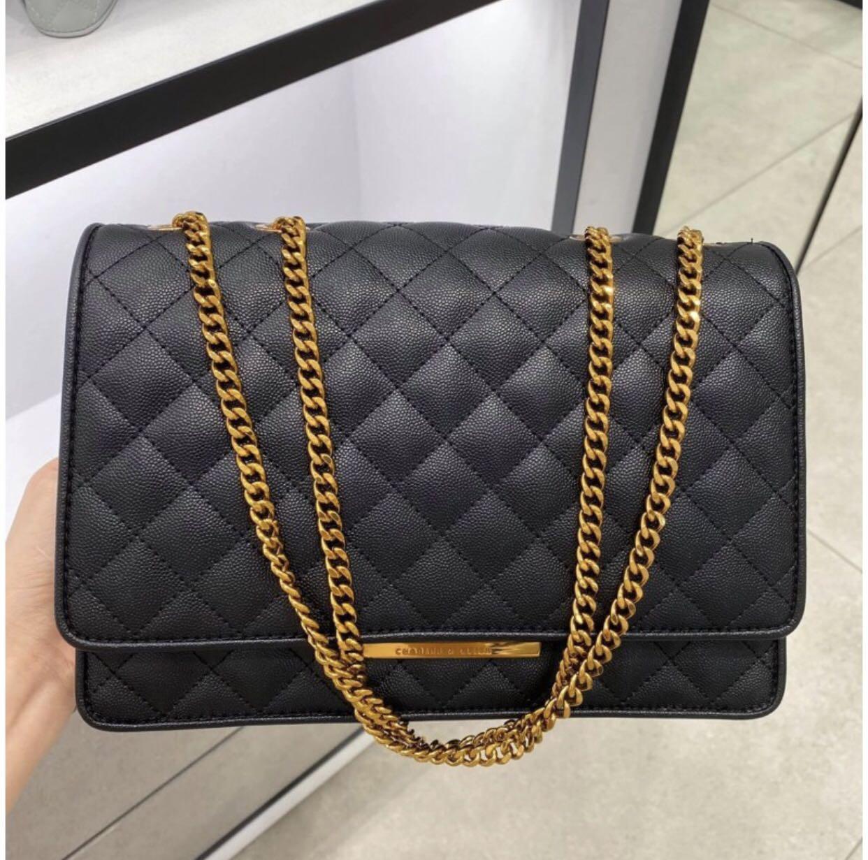 Charles Keith quilted chain sling bag Women s Fashion Bags