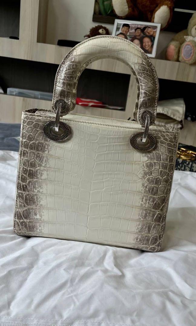 Christian Dior White 2023 Small Himalayan Crocodile Lady Bag